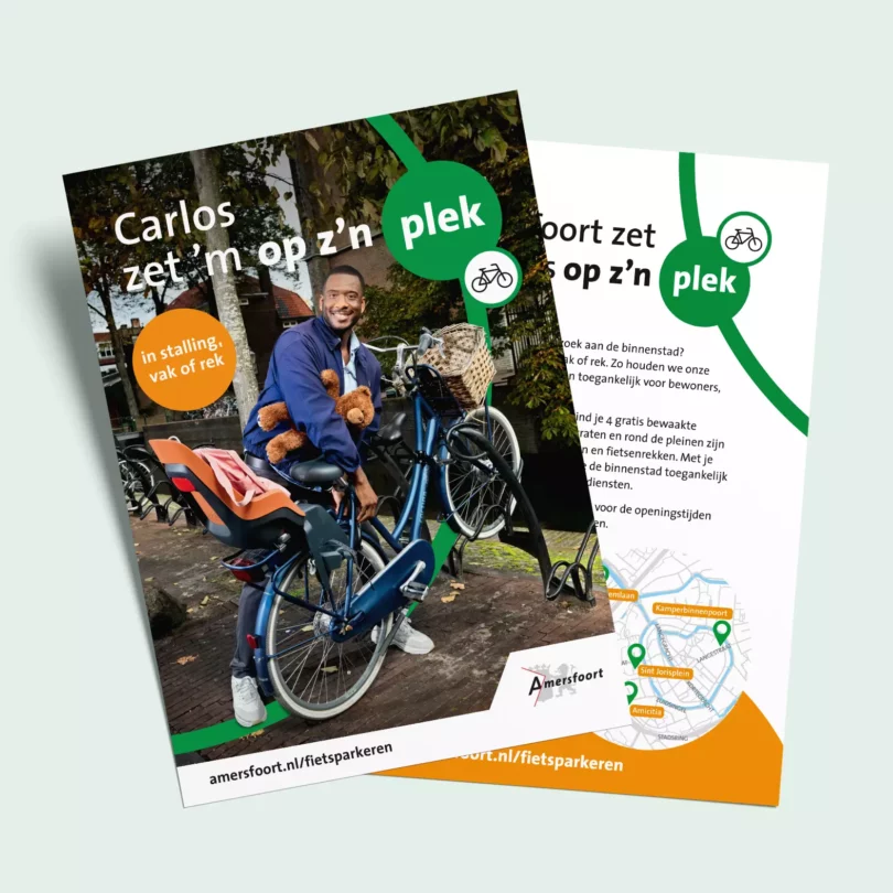 Flyer campagne fietsparkeren Gemeente Amersfoort